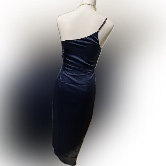 Lulu's Elegant Midnight One Shoulder Dress - Picture 2 of 8